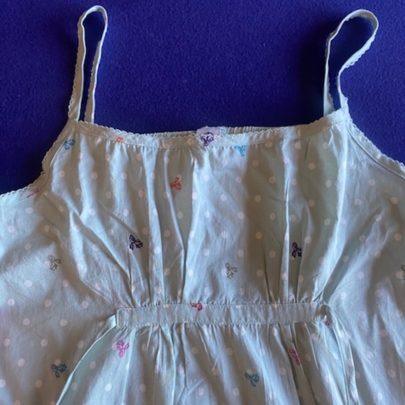 Petit Bateau (Luxury Brand) Mint Green Polka Dot Print Dress Girls Medium - Picture 3 of 4